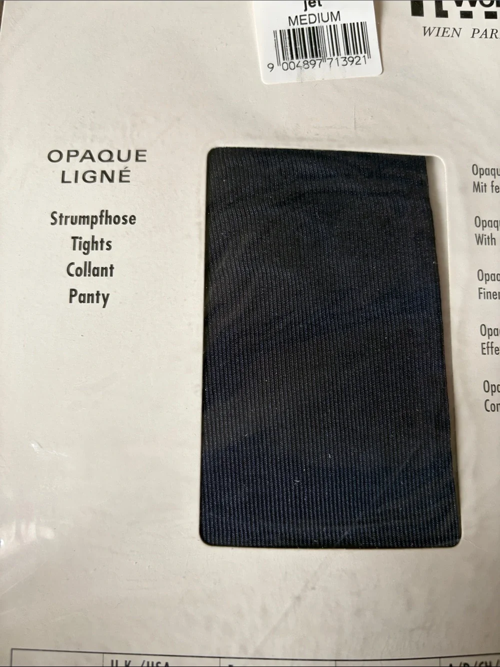 Vintage- Wolford Opaque Ligné Tights - Black Size Medium